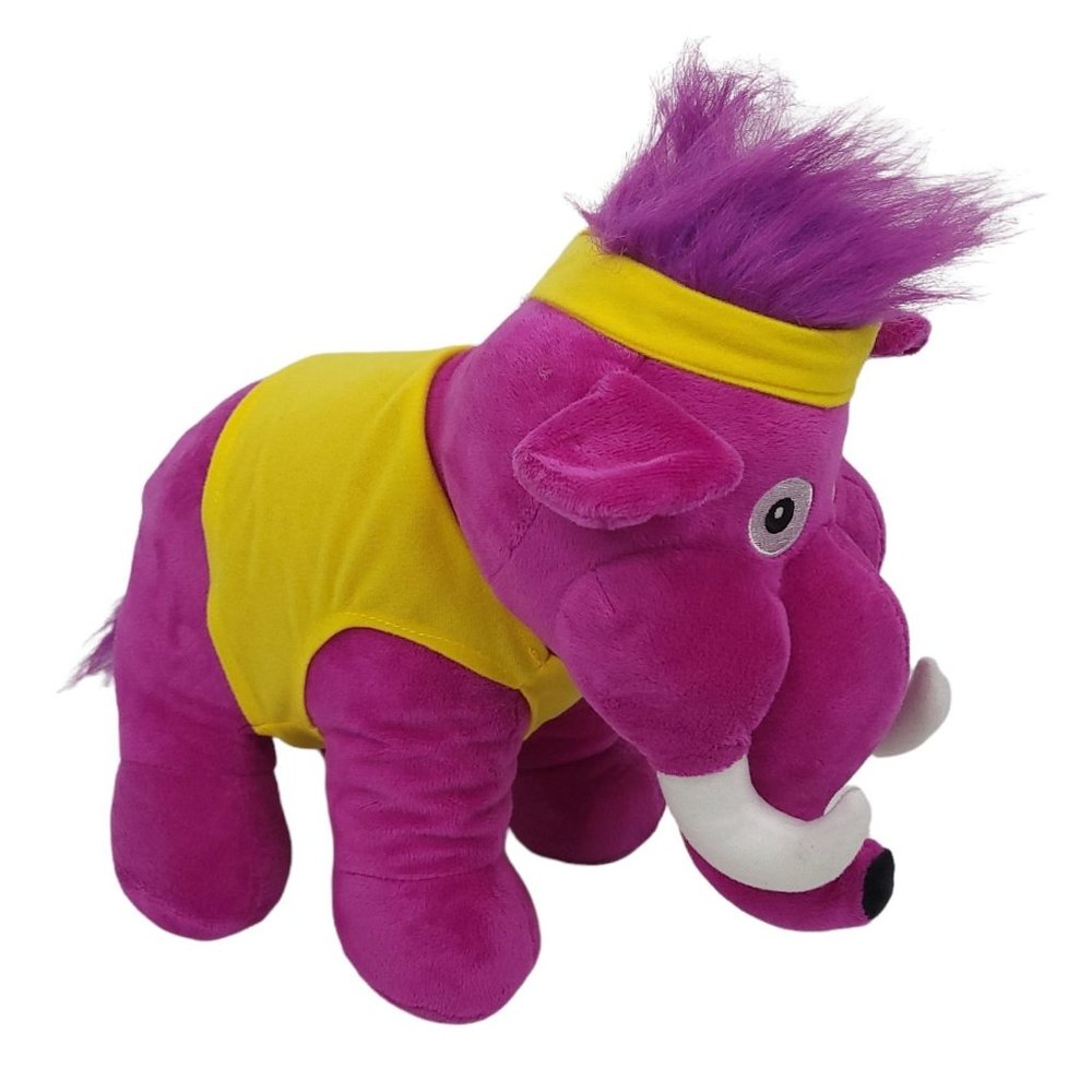Fun Express Elephant Plush 12" Stuffed Animal Toy Neon Purple Yellow Workout